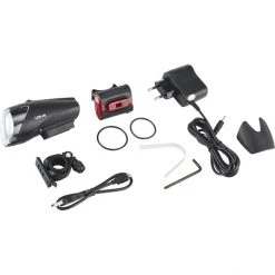 Busch-mueller Éclairage Vélo à Pile IXON-IQ Premium + IXBACK Senso USB Set D’autocollants, Noir