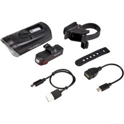 Trelock Éclairage Vélo à Pile LS 760 Vision + LS 740 Vector Signal Ensemble De Lampes à Piles USB, Noir