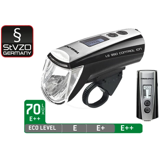 Trelock Éclairage Vélo à Pile LS 950 CONTROL ION + LS 720 Jeu De Lumières, Noir 1 Trelock Éclairage Vélo à Pile LS 950 CONTROL ION + LS 720 Jeu De Lumières, Noir