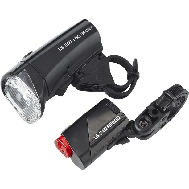 Trelock Éclairage Vélo à Pile LS350 I-GO Sport + LS710 REEGO Set De Lampes, Noir 1 Trelock Éclairage Vélo à Pile LS350 I-GO Sport + LS710 REEGO Set De Lampes, Noir